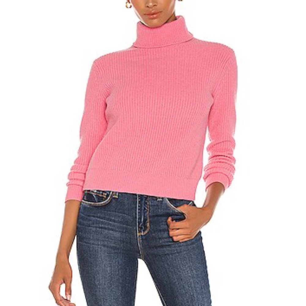 ALC Mitchell Sweater Size XS Women Preppy Turtle Neck Wool Blend In Coral Pink